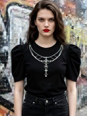 Giuseppe Di Morabito Jewel Puff Sleeve Top
